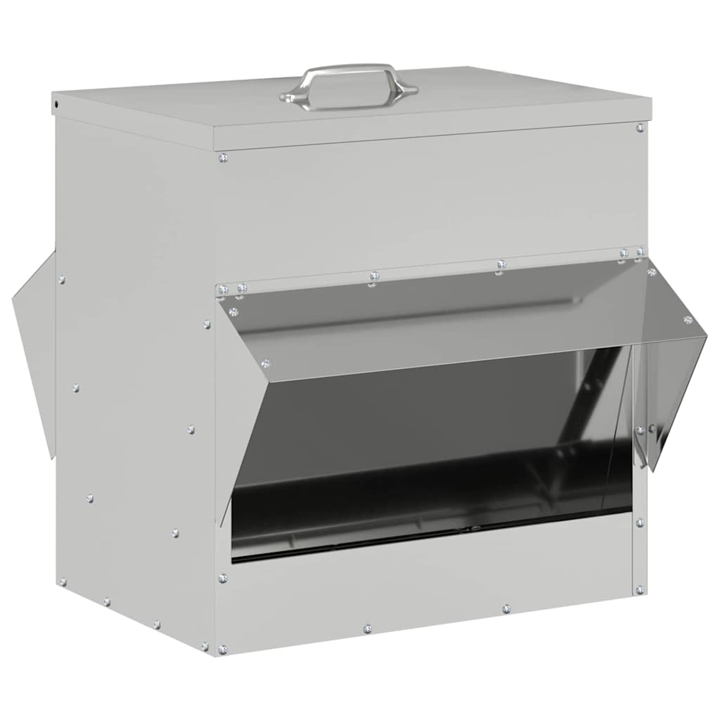 Futterautomat für Hühner mit Regendach aus Stahl