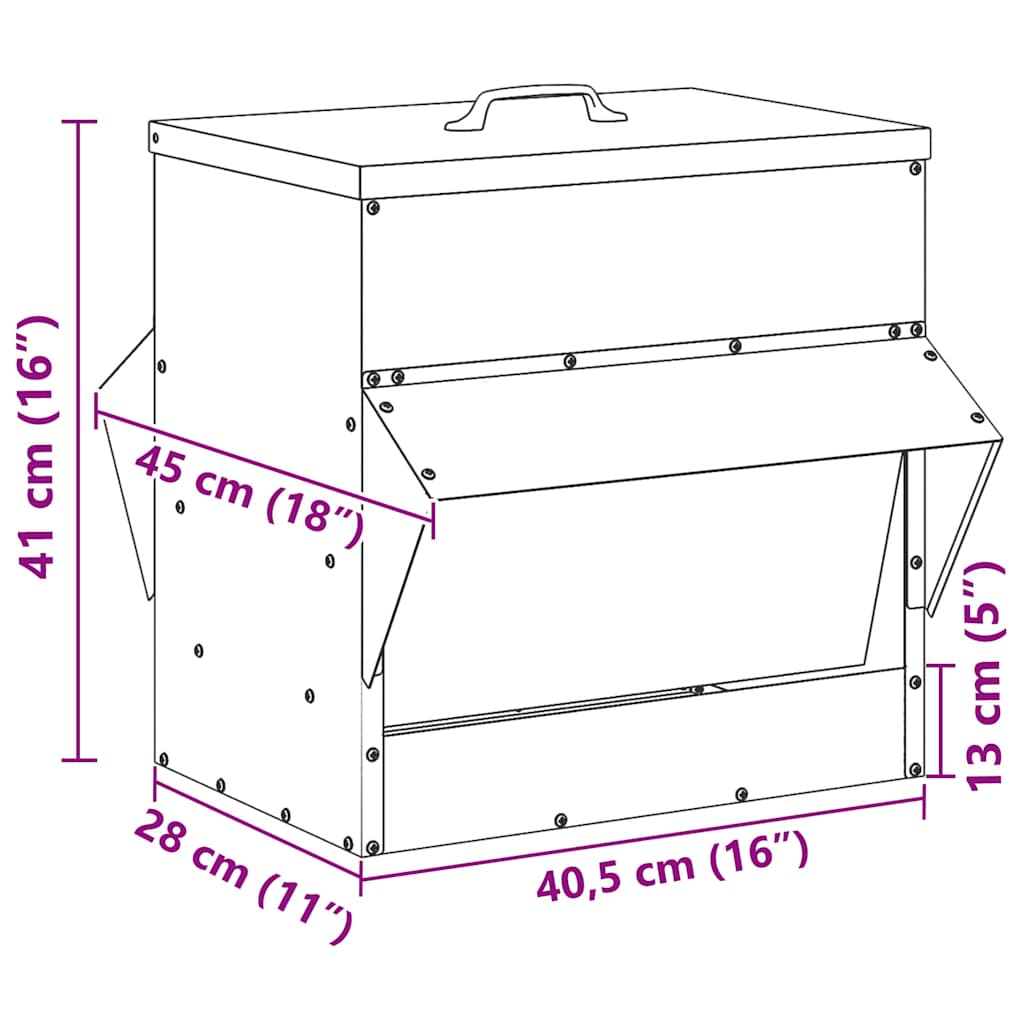 Futterautomat Hühner 20 kg Maßzeichnung