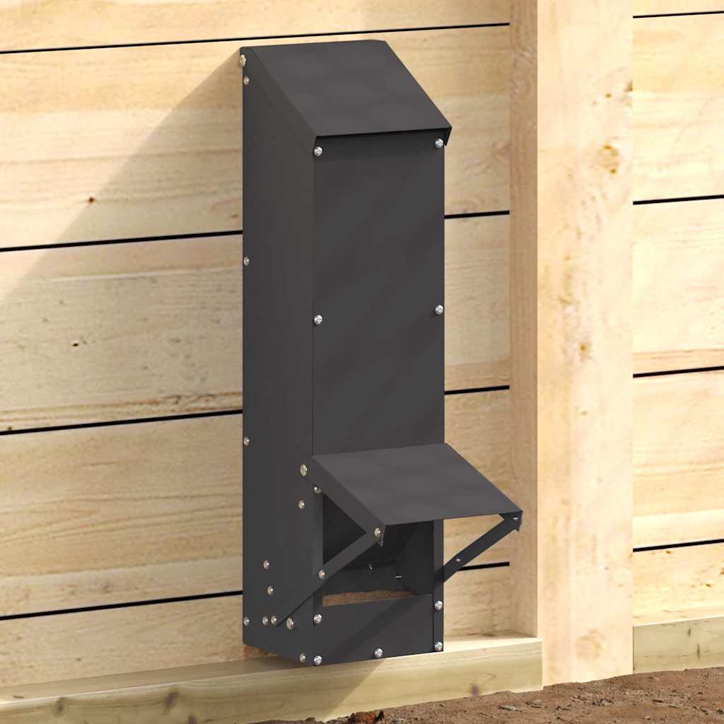 Futtersilo für Hühner 5 kg schwarz mit Dach
