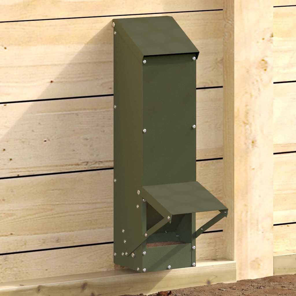 Futtersilo für Hühner 5 kg olivgrün mit Dach