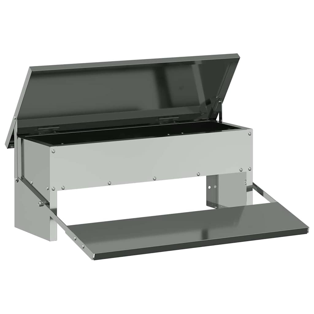 Futterautomat Hühner rattensicher 5 kg – mit Trittplatte – Silber