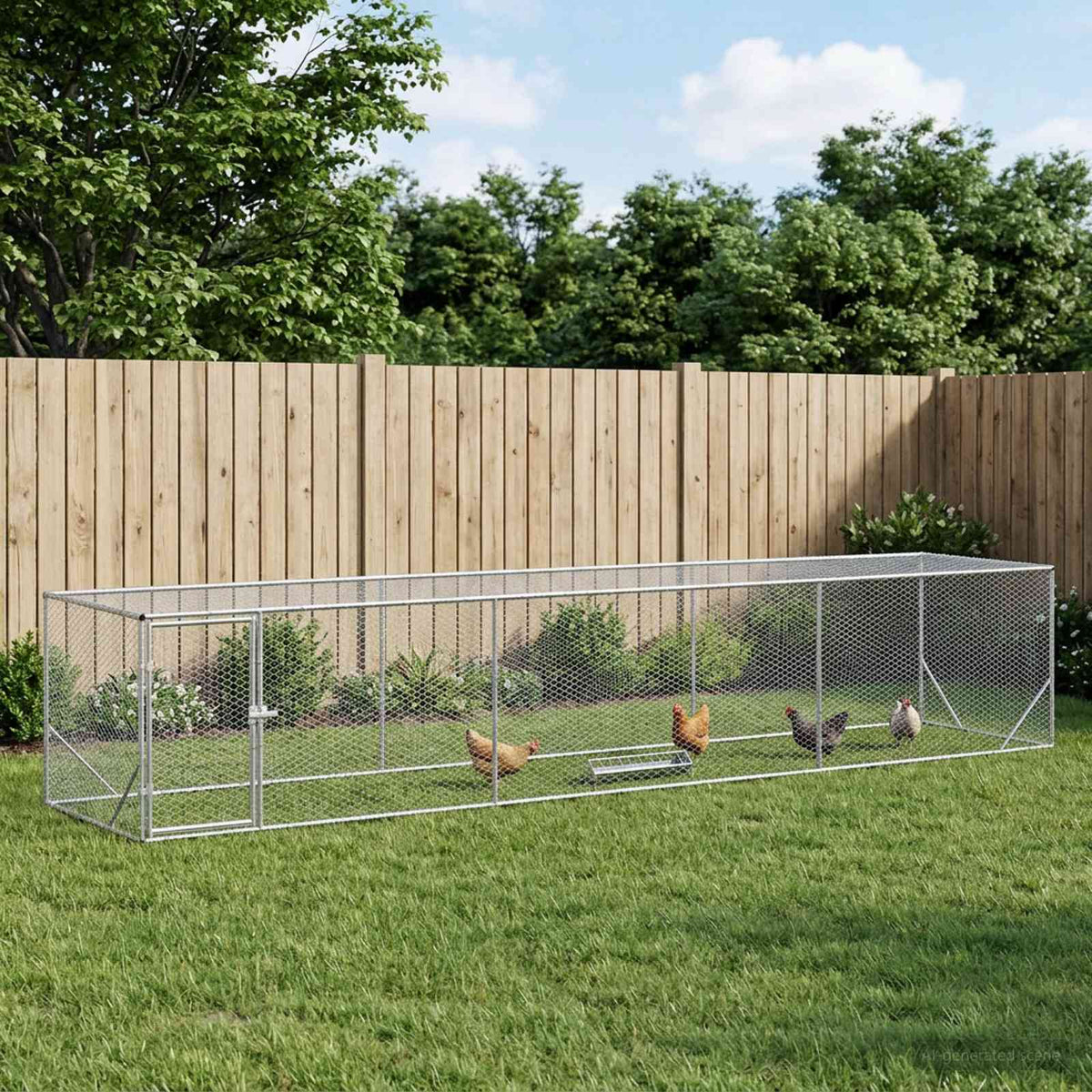 Hühnerzelt 500 x 100 x 100 cm aus verzinktem Stahl im Garten