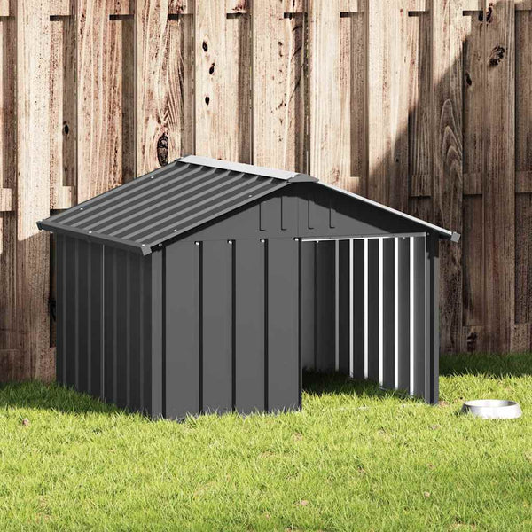 Große Hundehütte Anthrazit 116,5 x 103 x 81,5 cm aus verzinktem Stahl