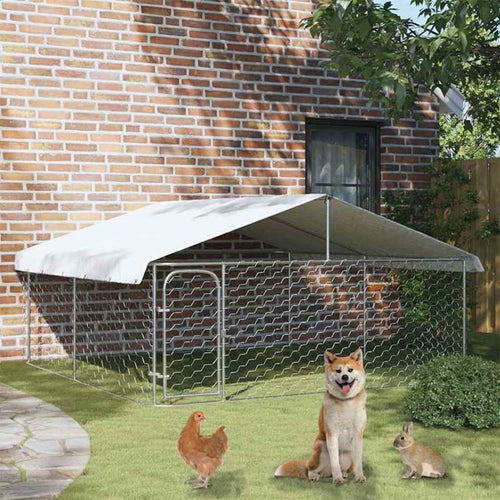 Großer Hundezwinger mit Dach 300 x 300 x 150 cm aus verzinktem Stahl