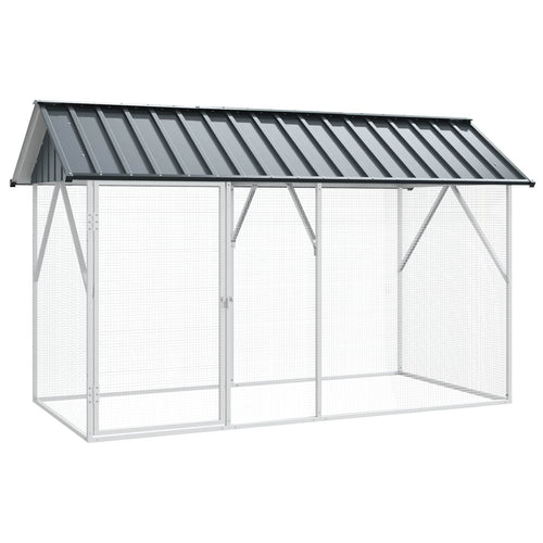 Papageienvoliere Anthrazit 227 x 112 x 141 cm aus Stahl