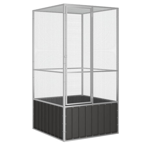 Begehbare Voliere Anthrazit 111 x 107 x 211,5 cm aus verzinktem Stahl